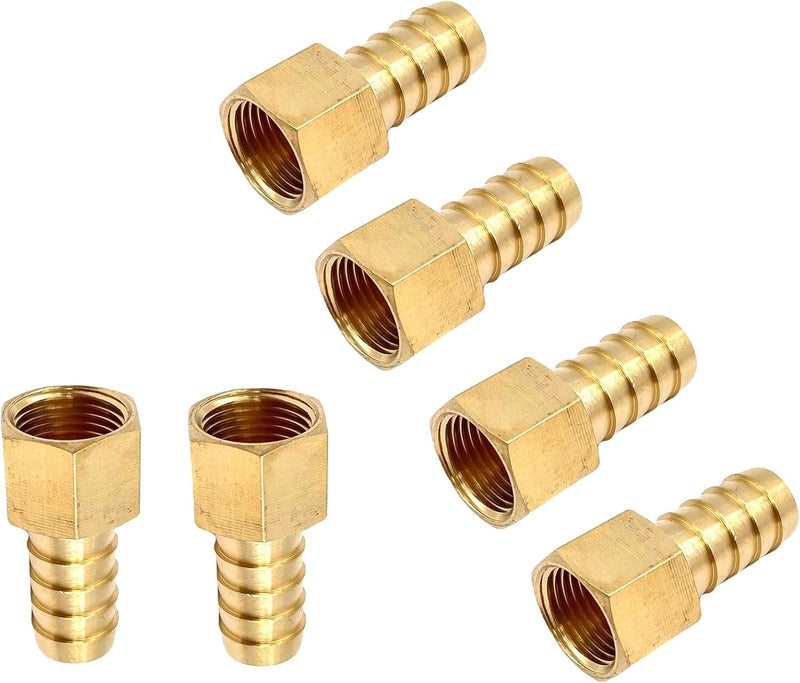 Bumugufu 6Pcs 3/8" NPT to 1/2" Barb Pipe Fitting Adapters,Brass 1/2" Barb x 3/8" NPT Female Hose Barb Fittings - Image 5